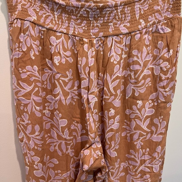 Aerie Floral Print Women's Flowy Jogger Style Pants Sz M Bronze Brown - Picture 6 of 14